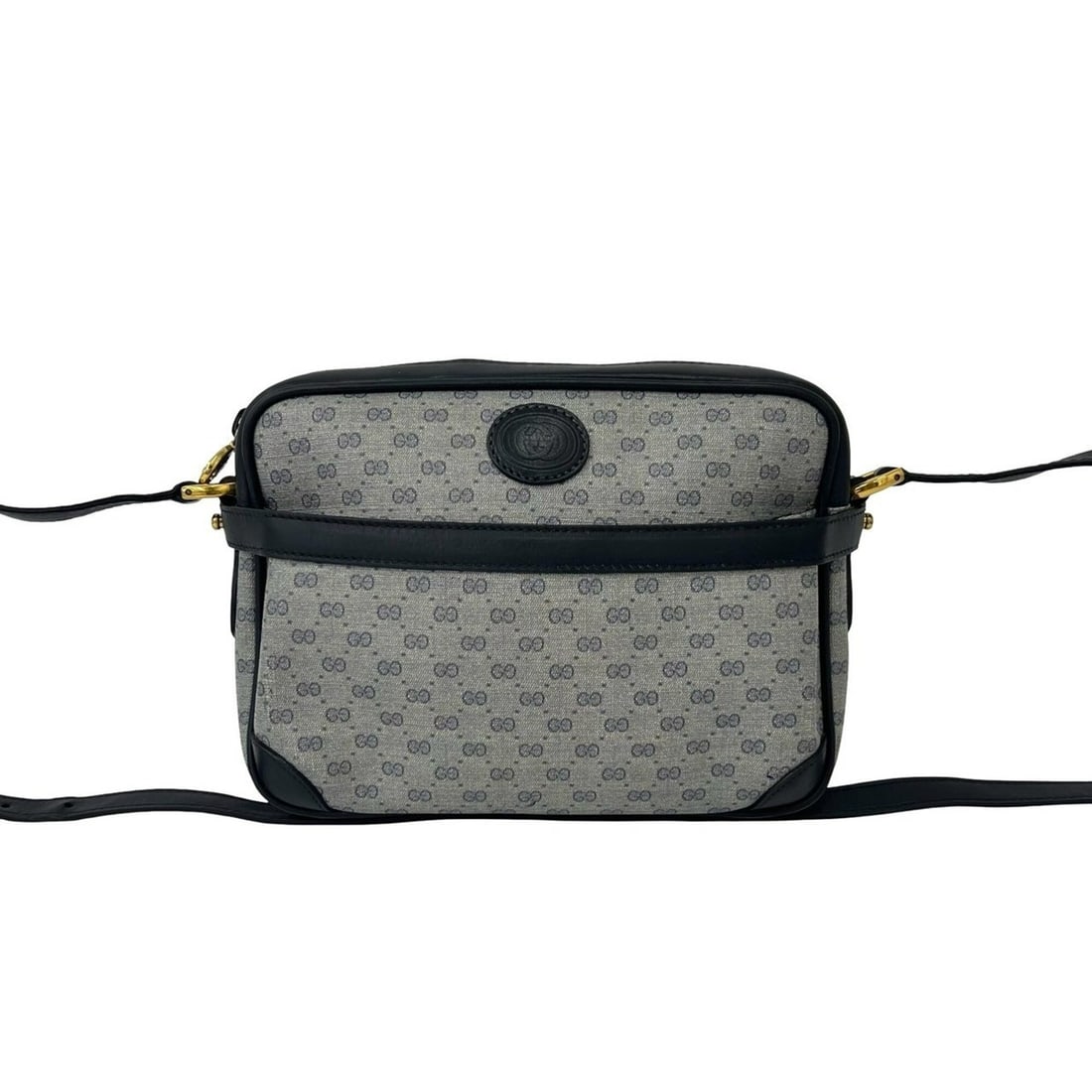 GUCCI Vintage Micro GG Logo Leather Shoulder Bag/Sacoche/Pochette, Navy, Size 78-10