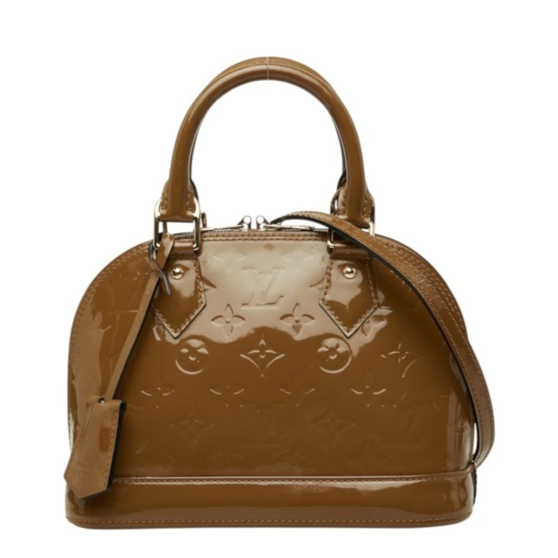 Louis Vuitton Vernis Alma BB Handbag, 2-Way Crossbody Shoulder Bag, M91584, Olive Brown Patent