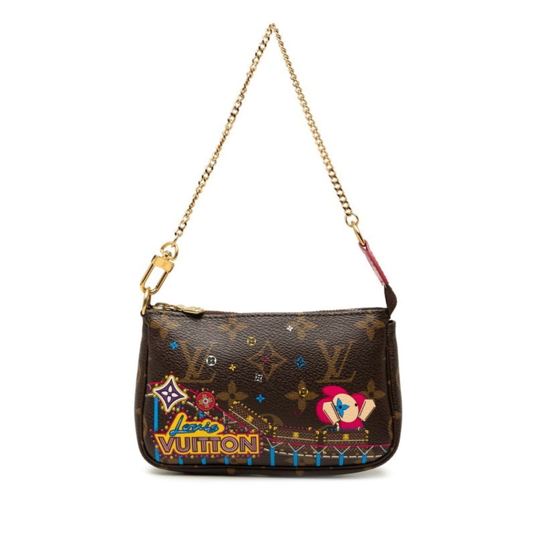 Louis Vuitton Monogram Vivienne Mini Pochette Accessoires Holiday Chain Handbag Pouch M69752 Brown
