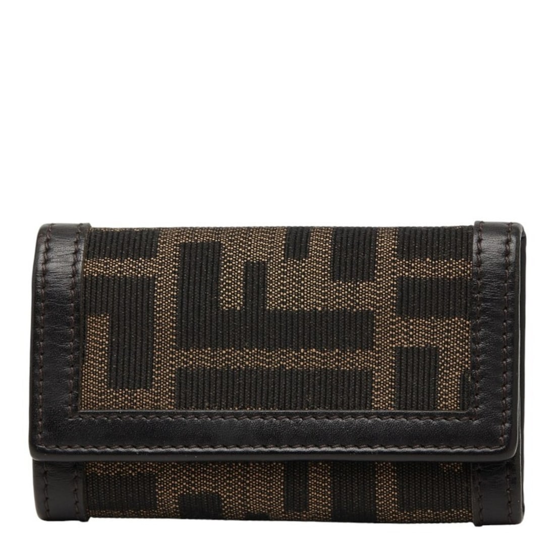 Fendi Zucca Key Case 8AP002 Brown Beige Canvas Leather Women's FENDI