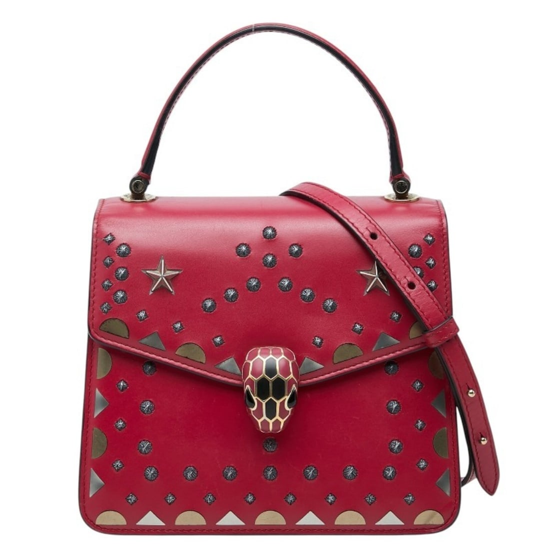 BVLGARI Serpenti Forever Studded Handbag Chain Shoulder Bag 2-Way Pink Leather Women's: --- Catalog ---Category: SizeSize (HxWxD): 16.5cm x 18.5cm x 8cm / 6.49'' x 7.28'' x 3.14''Category: DesignType: Handbag, Shoulder bagColor: PinkGender: WomenMaterial: Leather Category: GeneralBrand: 
