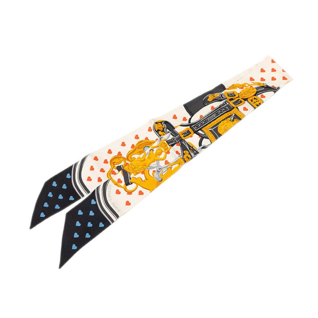 Hermes Twilly Brides de Gala LOVE Scarf Muffler Ivory Black Silk Women's HERMES: --- Catalog ---Category: SizeSize (LxW): 83.5cm x 5cm / 32.87'' x 1.96''Category: DesignType: ScarfColor: Black, IvoryGender: WomenMaterial: Silk Category: GeneralBrand: Hermes--- Item List ---Section