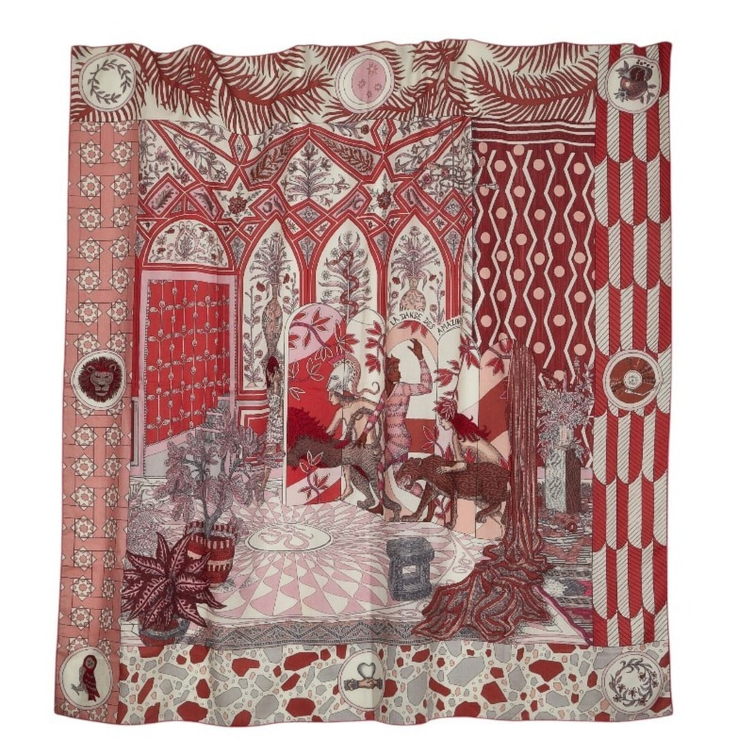 Hermes Carre Geant 140 "Dance of the Amazon" Stole Shawl Cashmere Silk Pink Women's HERMES: --- Catalog ---Category: SizeSize (LxW): 1.37m x 1.33m / 53.93'' x 52.36''Category: DesignType: StoleColor: PinkGender: WomenMaterial: Cashmere , Silk Category: GeneralBrand: Hermes--- Item List ---Se