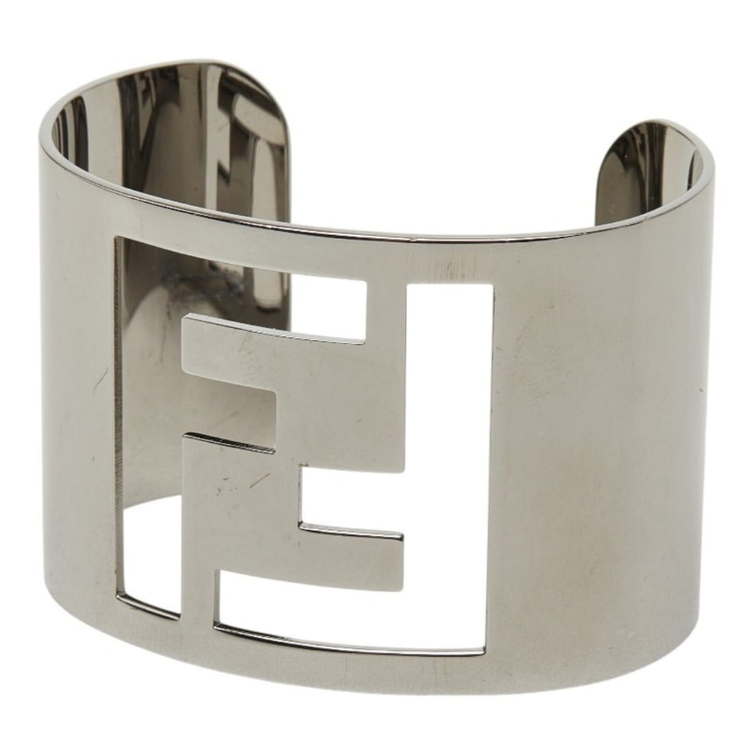 Fendi FF Logo Cuff Bangle Silver Metal Women's FENDI: --- Catalog ---Category: SizeLength: 16.5cm / 6.49''Category: DesignType: BangleColor: SilverGender: WomenMaterial: MetalCategory: GeneralBrand: Fendi--- Item List ---Section: ConditionRanking: Rank A