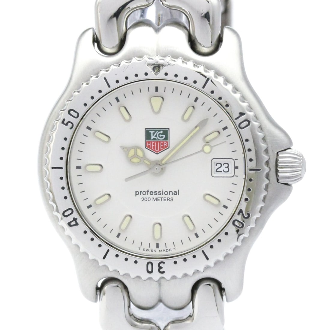 TAG HEUER Sel Professional 200M Steel Mid Size Watch WG1212 Polished: --- Catalog ---Category: SizeCase Diameter: 34mm / 1.34''Category: DesignType: WristwatchStyle: Dress/FormalGender: UnisexColor (Dial): WhiteMaterial (Band): Stainless steelMaterial (Case): Stainless 