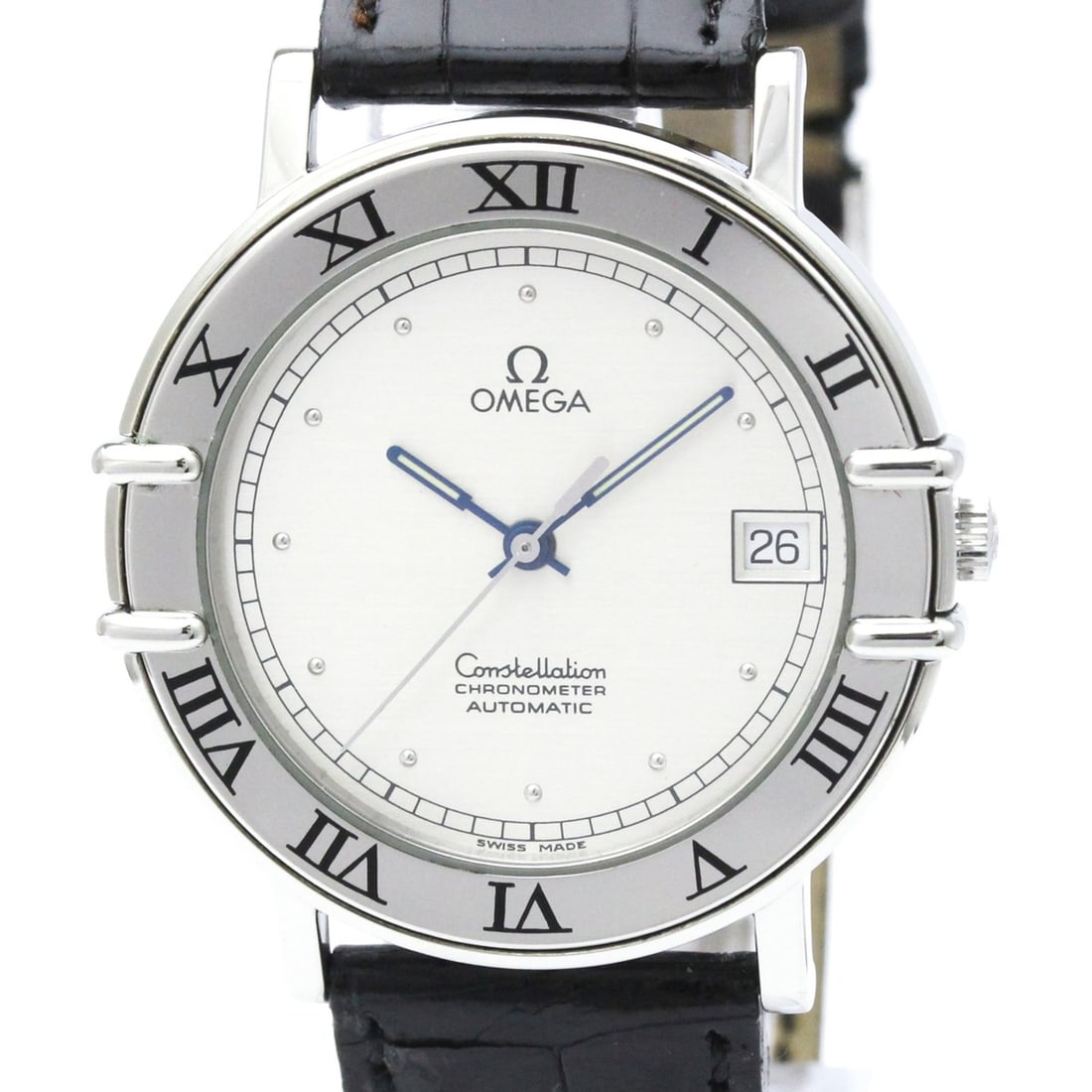 OMEGA Constellation Automatic Sapphire Back Watch 368.1075 Polished: --- Catalog ---Category: SizeCase Diameter: 36mm / 1.42''Category: DesignType: WristwatchStyle: Dress/FormalGender: MenColor (Dial): SilverMaterial (Band): LeatherMaterial (Case): Stainless steelCateg