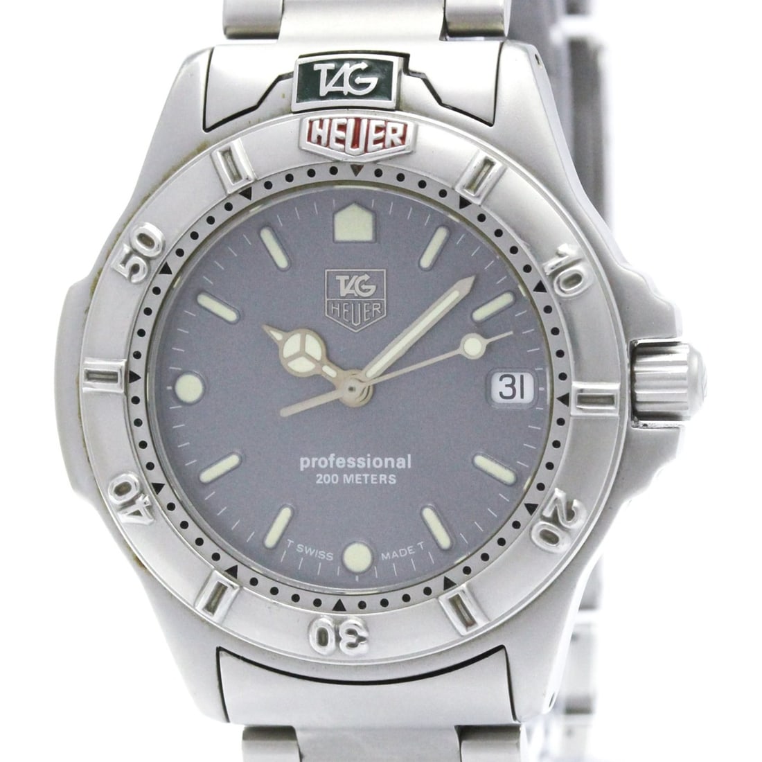 TAG HEUER Professional 4000 Series Steel Quartz Mid Size Watch 999.213A: --- Catalog ---Category: SizeCase Diameter: 35mm / 1.38''Category: DesignType: WristwatchStyle: SportGender: BoysColor (Dial): GrayMaterial (Band): Stainless steelMaterial (Case): Stainless steelCateg