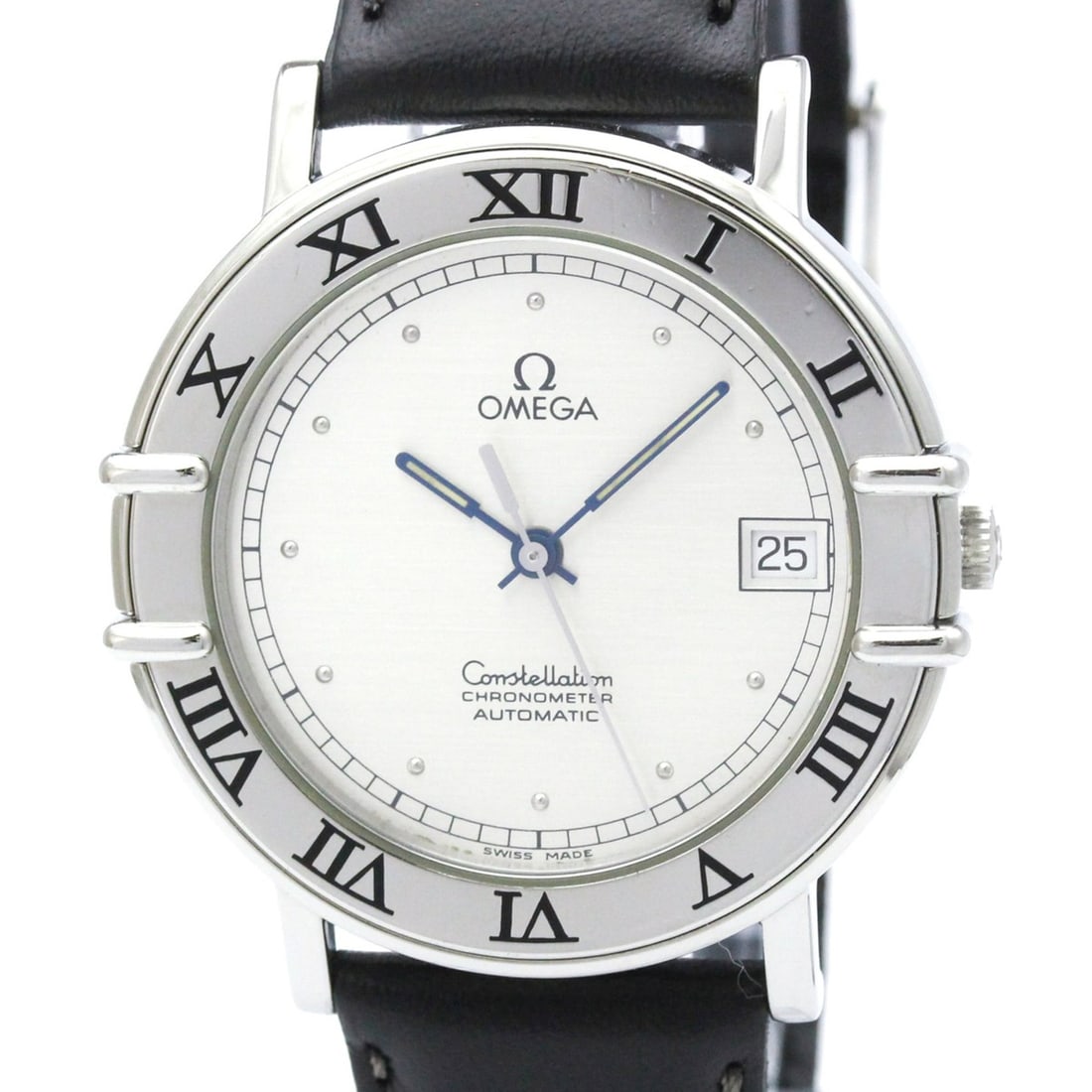 OMEGA Constellation Chronometer Steel Watch 168.0075 Polished: --- Catalog ---Category: SizeCase Diameter: 36mm / 1.42''Category: DesignType: WristwatchStyle: Dress/FormalGender: MenColor (Dial): SilverMaterial (Band): LeatherMaterial (Case): Stainless steelCateg