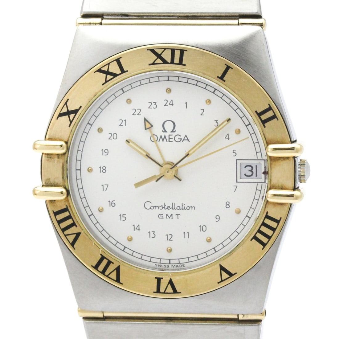 OMEGA Constellation GMT 18K Gold Steel Quartz Mens Watch 396.1060 Polished (1 of 11)