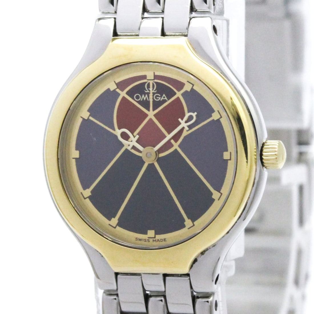 OMEGA De Ville Symbol K18 Gold Stainless Steel Ladies Watch 595.0101 Polished: --- Catalog ---Category: SizeCase Diameter: 23mm / 0.91''Category: DesignType: WristwatchStyle: Dress/FormalGender: WomenColor (Dial): Bordeaux, PurpleMaterial (Band): Stainless steelMaterial (Case): 