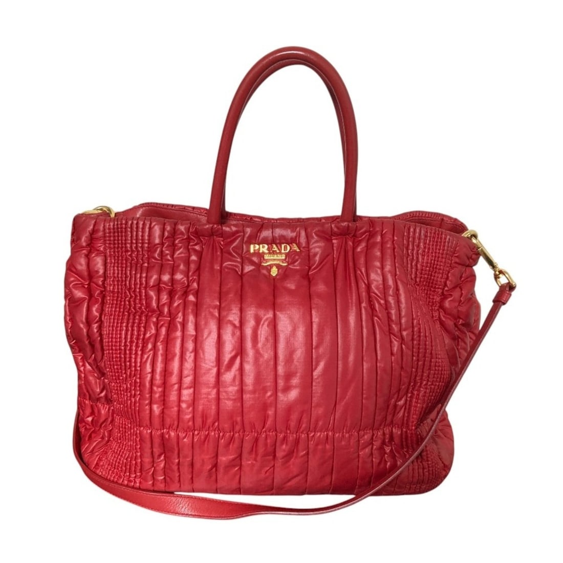 PRADA Tessuto Impuntu Handbag 2-Way Shoulder Bag BN2586 Red Women's: --- Catalog ---Category: SizeSize (HxWxD): 25.5cm x 35cm x 15cm / 10.03'' x 13.77'' x 5.9''Strap Length: 97cm / 38.18''Handle Length: 33cm / 12.99''Category: DesignType: Handbag, Shoulder bagColor: Re