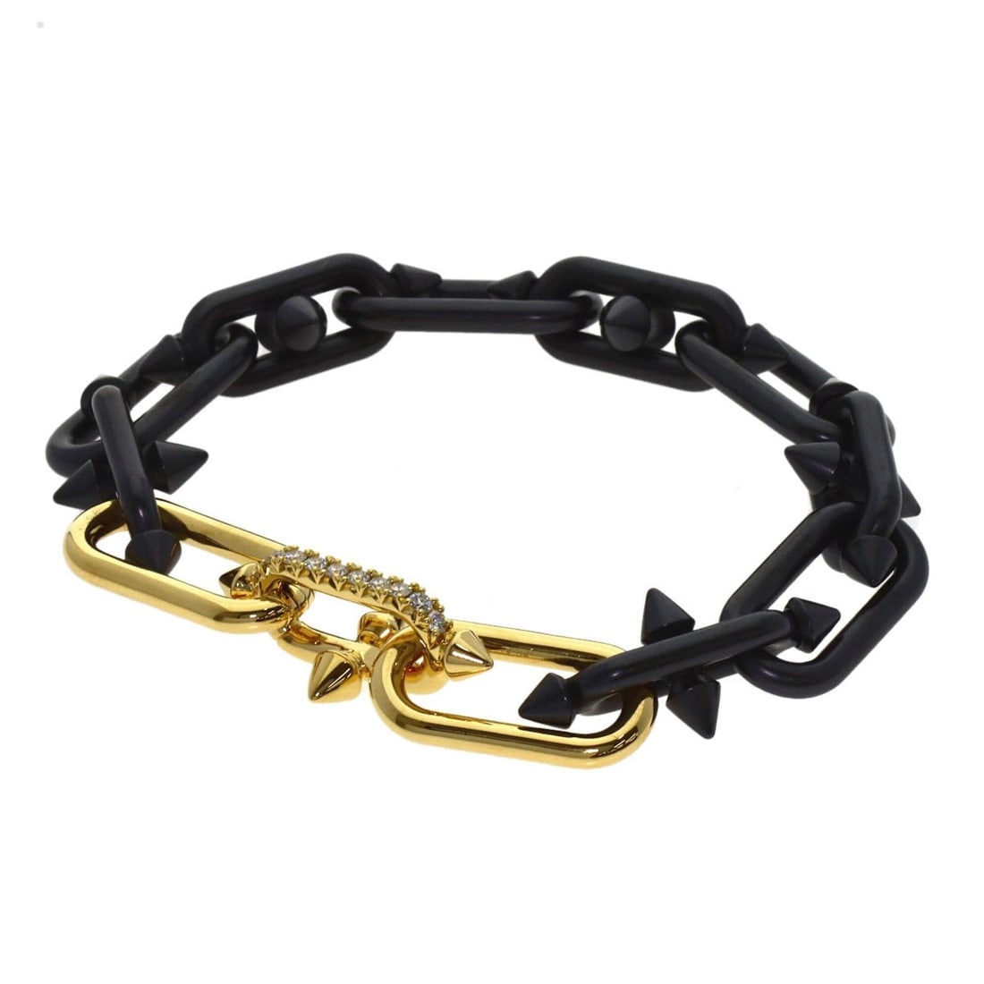 Tiffany & Co. Titan by Pharrell Williams Extra Large Bracelet, 18K Yellow Gold/Titanium, Women's.: --- Catalog ---Category: SizeWidth: 1.35cm / 0.53''Length: 18.5cm / 7.28''Weight: 57.2g / 2.01oz.Category: DesignType: Charm braceletStone: DiamondGender: WomenMaterial: Titanium, Yellow gold (18K)Wei