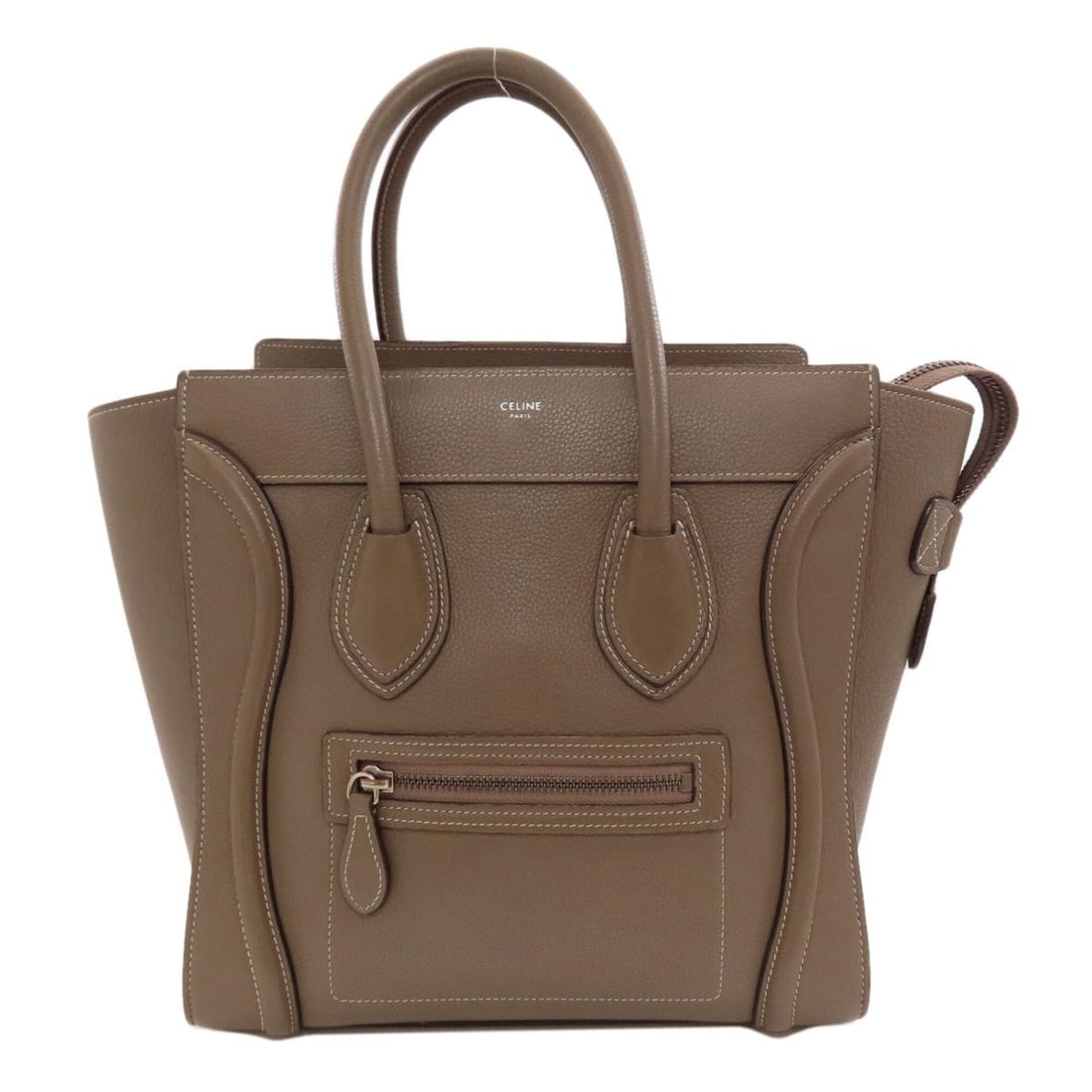 Celine Luggage Micro Handbag, Calfskin, Women's: --- Catalog ---Category: SizeSize (HxWxD): 26cm x 39cm x 12.5cm / 10.23'' x 15.35'' x 4.92''Handle Length: 29cm / 11.41''Category: DesignType: HandbagColor: GrayGender: WomenClosure: ZipperMaterial: L