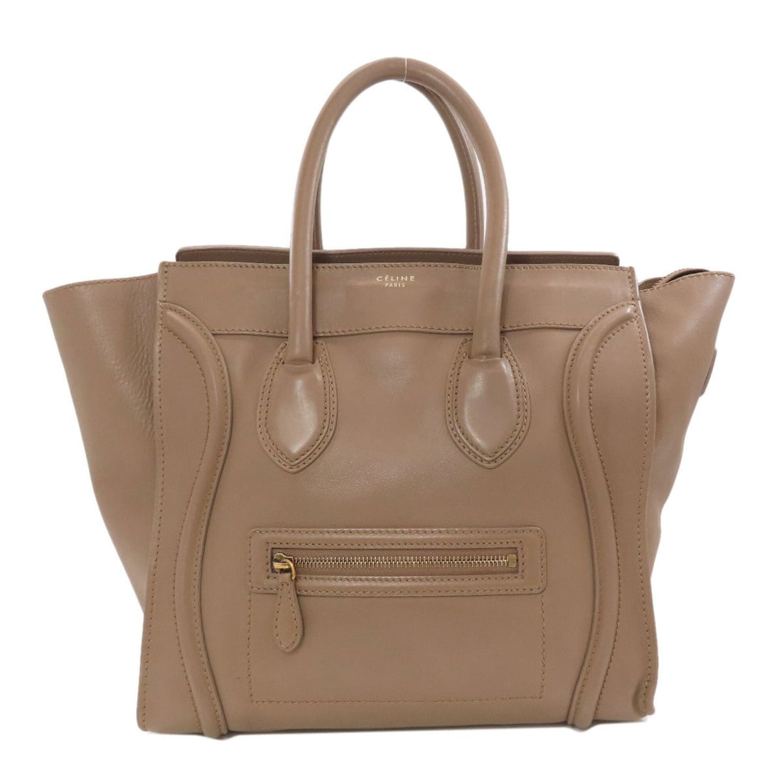 Celine Luggage Mini Handbag, Calfskin, Women's: --- Catalog ---Category: SizeSize (HxWxD): 28cm x 50cm x 17cm / 11.02'' x 19.68'' x 6.69''Handle Length: 31cm / 12.2''Category: DesignType: HandbagColor: BrownGender: WomenClosure: ZipperMaterial: Lea
