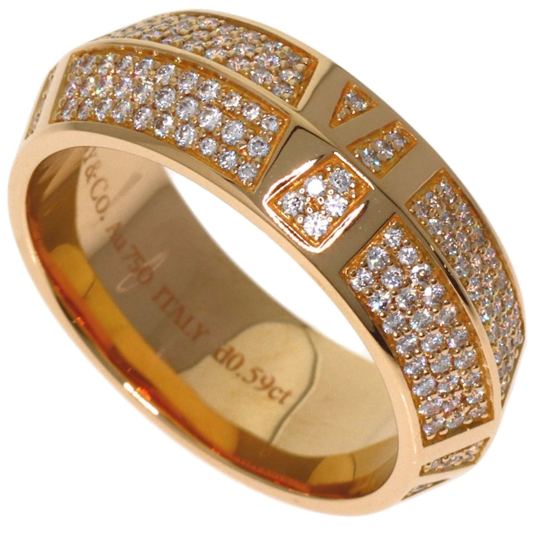 Tiffany & Co. Atlas X Closed Diamond Ring, 18K Pink Gold, Women's.: --- Catalog ---Category: SizeWidth: 7.2mm / 0.28''Weight: 10.4g / 0.36oz.JP Size: 13.5US Size: 6.5Category: DesignType: Band ringStone: DiamondGender: WomenMaterial: Pink gold (18K)Weight (ct.): 0.59C