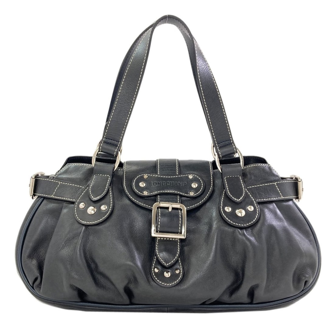 Longchamp Logo Tote Bag Leather Women's: --- Catalog ---Category: SizeSize (HxWxD): 21.5cm x 37.5cm x 11.5cm / 8.46'' x 14.76'' x 4.52''Handle Length: 38.5cm / 15.15''Category: DesignType: Tote bagColor: BlackGender: WomenMaterial: Leather C