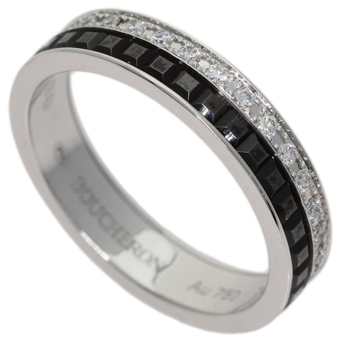 Boucheron Eternity Quatre Black Diamond Ring #48, 18K White Gold, Women's.