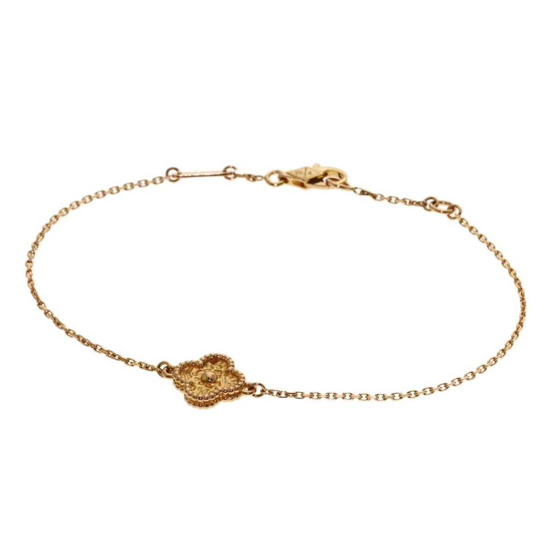 Van Cleef & Arpels Sweet Alhambra Bracelet 18K Pink Gold Women's: --- Catalog ---Category: SizeWidth: 8mm / 0.31''Length: 17cm / 6.69''Weight: 2.3g / 0.08oz.Category: DesignType: Charm braceletGender: WomenMaterial: Pink gold (18K)Category: GeneralLine: Sweet Alhamb