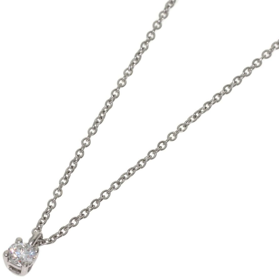 Tiffany & Co. Solitaire Diamond Necklace, Platinum PT950, Women's.: --- Catalog ---Category: SizeWeight: 2.6g / 0.09oz.Pendant Size: 5.9mm x 3.3mm / 0.23'' x 0.12''Neck Circumference: 41 cm / 16.14''Category: DesignStone: DiamondGender: WomenMaterial: Platinum 950Neck