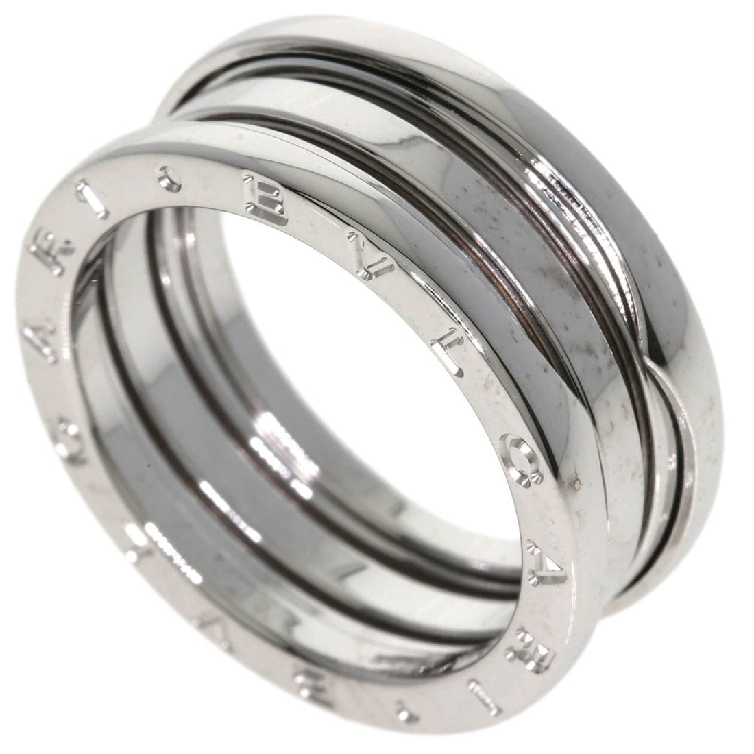 BVLGARI B-zero1 2-band ring #60, 18K white gold, women's.: --- Catalog ---Category: SizeWidth: 9.1mm / 0.36''Weight: 10.5g / 0.37oz.JP Size: 20US Size: 10Category: DesignType: Band ringGender: MenMaterial: White gold (18K)Category: GeneralLine: B.zero1Brand: 