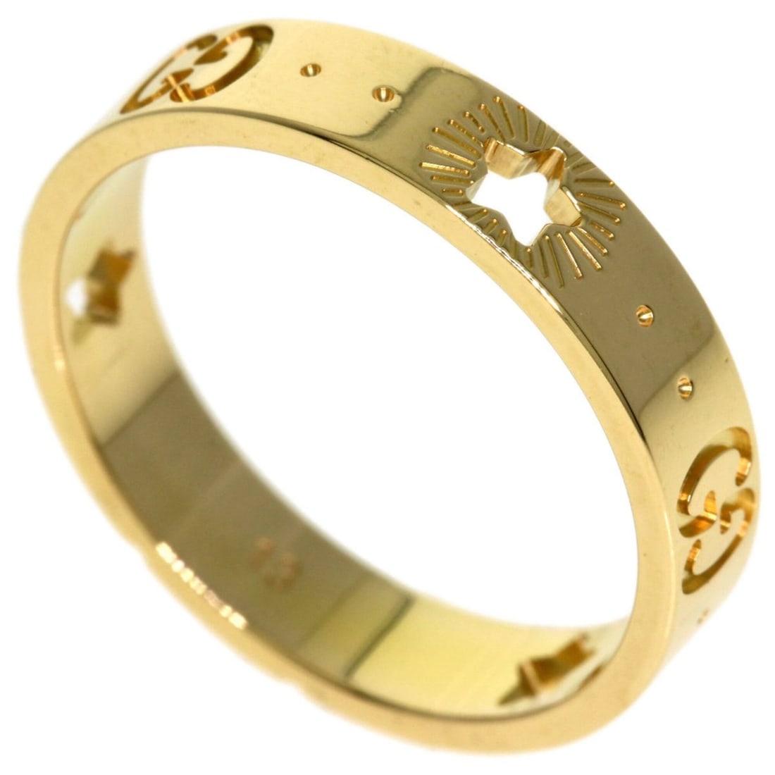 Gucci Icon Star #13 Ring, 18K Yellow Gold, Women's.: --- Catalog ---Category: SizeWidth: 4mm / 0.16''Weight: 3.7g / 0.13oz.JP Size: 13US Size: 6.5Category: DesignType: Band ringGender: WomenMaterial: Yellow gold (18K)Category: GeneralLine: IconBrand: Gu