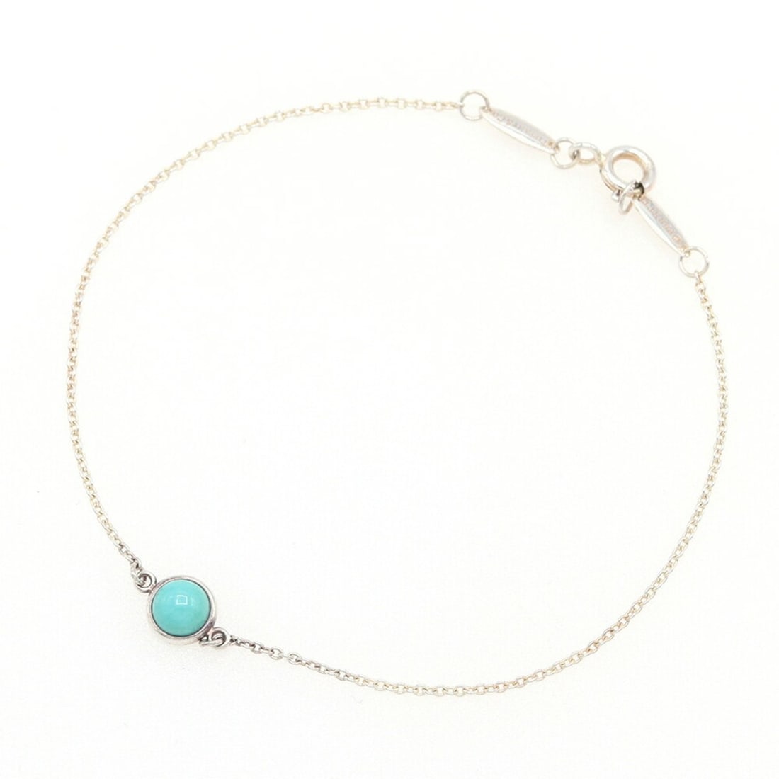 Tiffany & Co. Elsa Peretti By the Yard Sterling Silver 925 Turquoise Chain Bracelet for Women: --- Catalog ---Category: SizeLength: 18.5cm / 7.28''Category: DesignType: Charm braceletGender: WomenMaterial: Sterling silver 925Category: GeneralBrand: Tiffany--- Item List ---Section: ConditionRank
