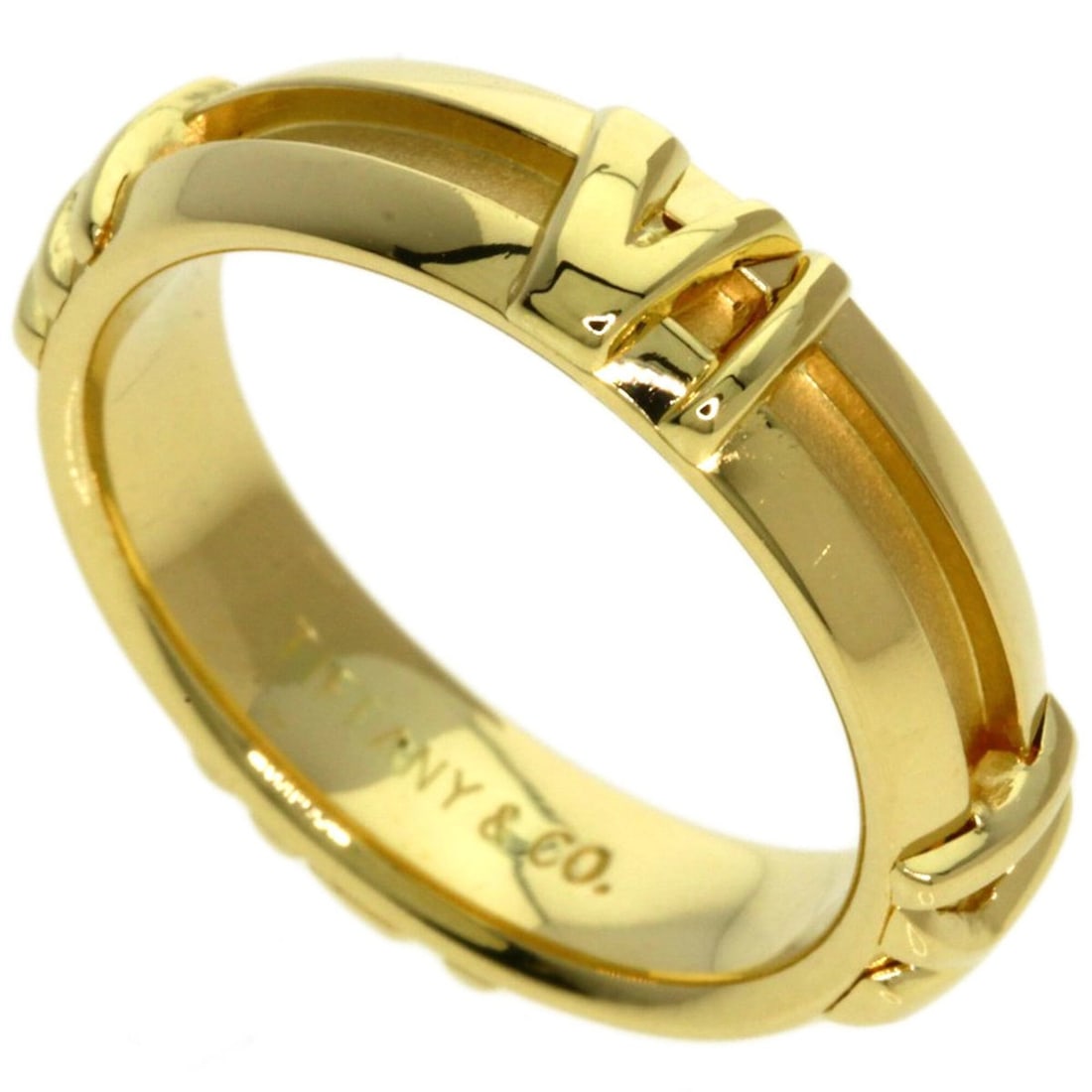 Tiffany & Co. Atlas Ring, 18K Yellow Gold, Women's.: --- Catalog ---Category: SizeWidth: 4.4mm / 0.17''Weight: 5g / 0.17oz.JP Size: 7US Size: 4Category: DesignType: Band ringGender: WomenMaterial: Yellow gold (18K)Category: GeneralLine: AtlasBrand: Tiff