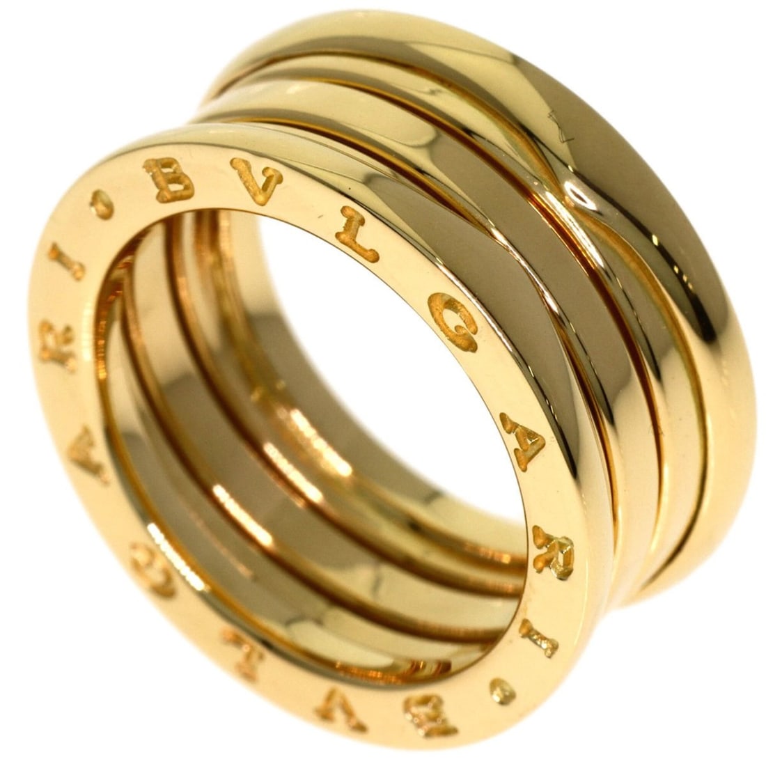 BVLGARI B-zero1 3-band ring #50, 18K yellow gold, women's.: --- Catalog ---Category: SizeWidth: 9.2mm / 0.36''Weight: 9.4g / 0.33oz.JP Size: 10US Size: 5.5Category: DesignType: Band ringGender: WomenMaterial: Yellow gold (18K)Category: GeneralLine: B.zero1Bran