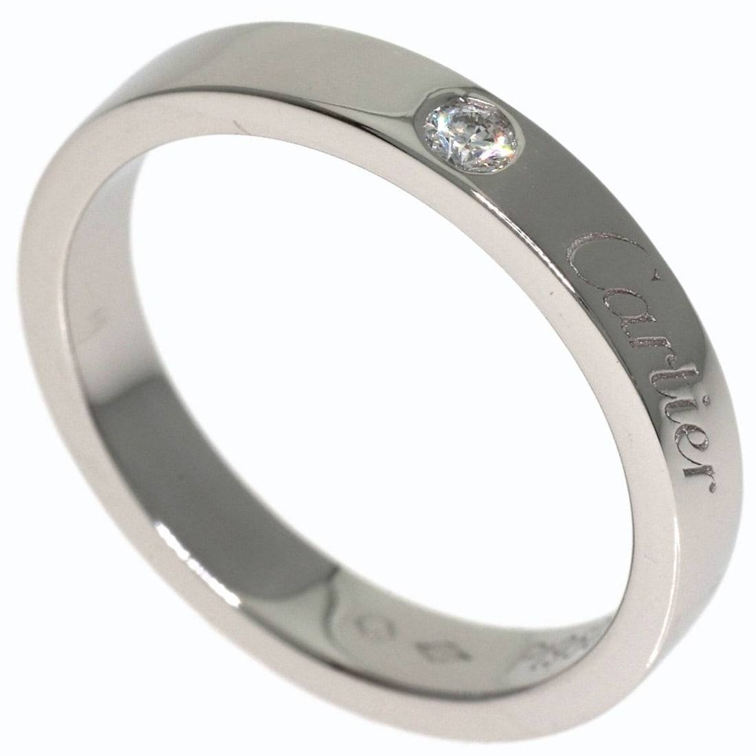Cartier C de 1P Diamond Ring #48 Platinum PT950 Women's CARTIER