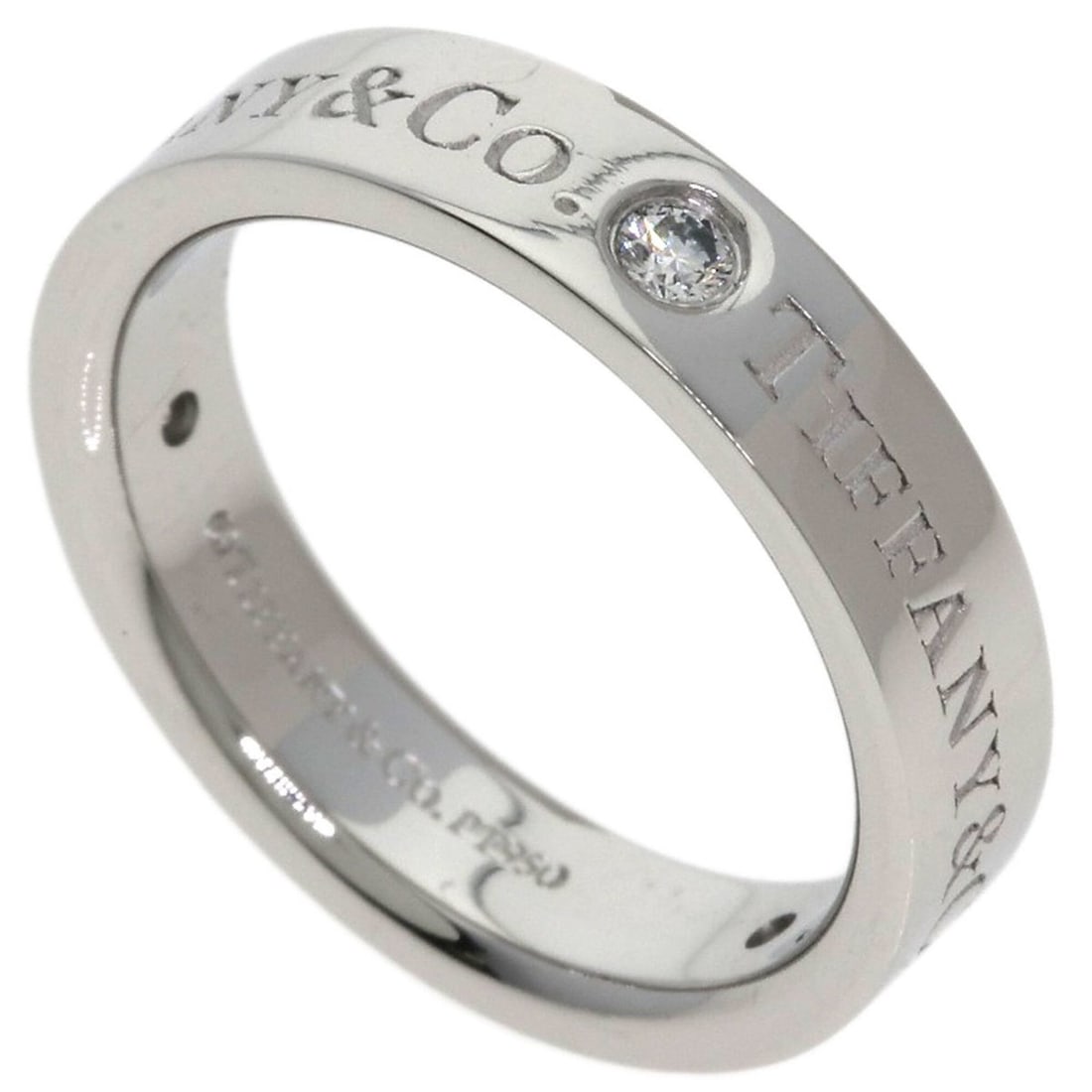 Tiffany & Co. Flat Band 3-Piece Diamond Ring, Platinum PT950, Women's. (1 of 10)
