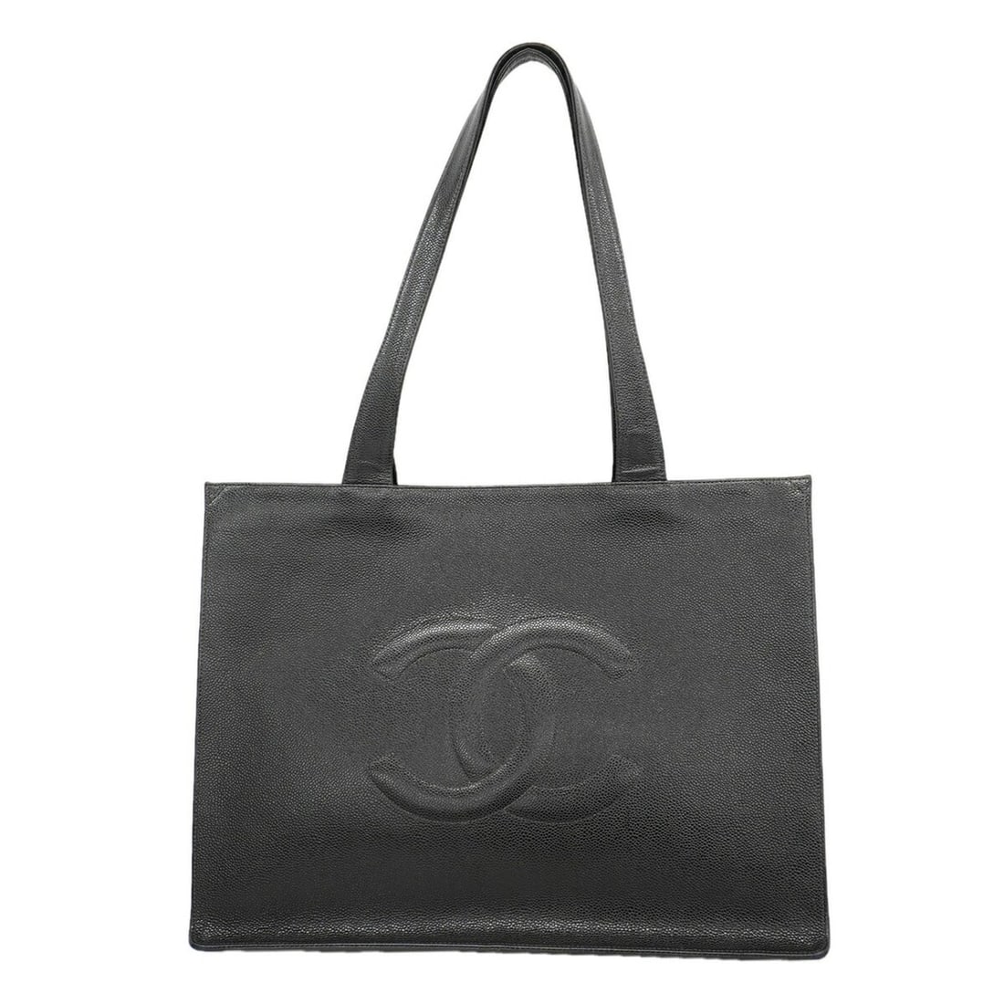 Chanel tote bag, caviar leather, black, women's.: --- Catalog ---Category: SizeSize (HxWxD): 31.5cm x 41cm x 11.5cm / 12.4'' x 16.14'' x 4.52''Category: DesignType: Tote bagColor: BlackGender: WomenMaterial: Grained Calfskin Hardware Color: GoldCateg