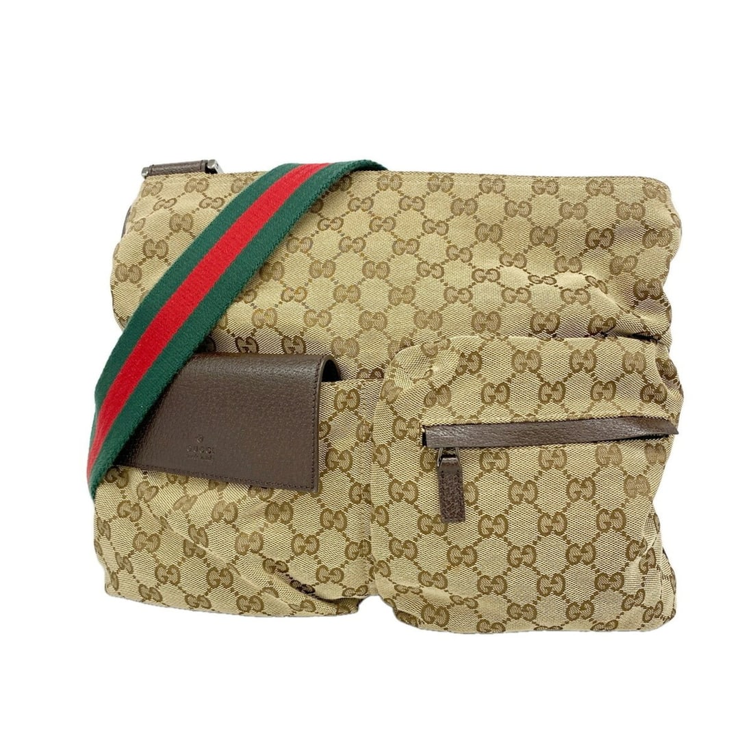 Gucci GG Canvas Sherry Line Shoulder Bag 169937 Brown Women's
