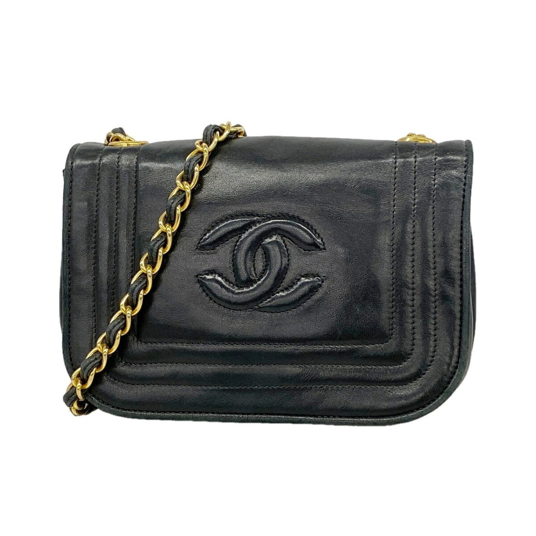 Chanel Shoulder Bag, Chain Shoulder, Lambskin, Black, Women's