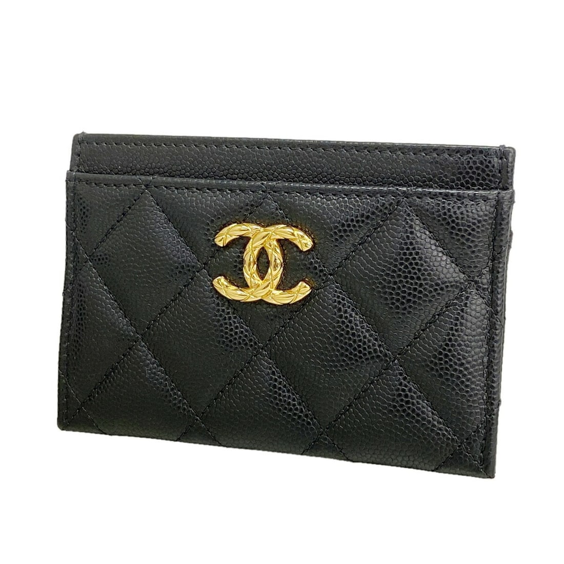 Chanel business card holder/card case, Matelassé caviar leather, black, for women. (1 of 16)