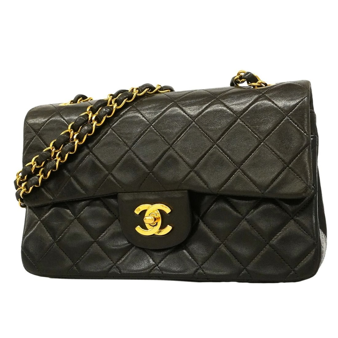 Chanel Matelassé Shoulder Bag, Double Flap, Chain, Lambskin, Black, Women's: --- Catalog ---Category: SizeSize (HxWxD): 14.5cm x 23cm x 6.5cm / 5.7'' x 9.05'' x 2.55''Category: DesignType: Shoulder bagColor: BlackGender: WomenMaterial: Leather Hardware Color: GoldLeather/Fur T