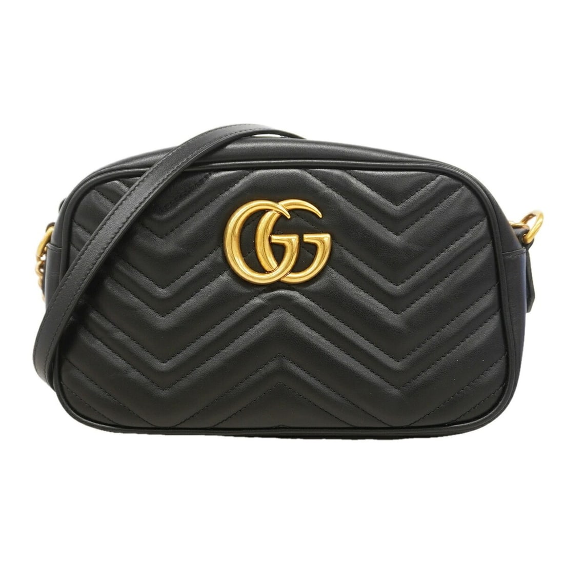 Gucci GG Marmont Shoulder Bag 447632 Leather Black Women's: --- Catalog ---Category: SizeSize (HxWxD): 14cm x 23.5cm x 7.5cm / 5.51'' x 9.25'' x 2.95''Category: DesignType: Shoulder bagColor: BlackGender: WomenMaterial: Leather Hardware Color: GoldCategory: Ge
