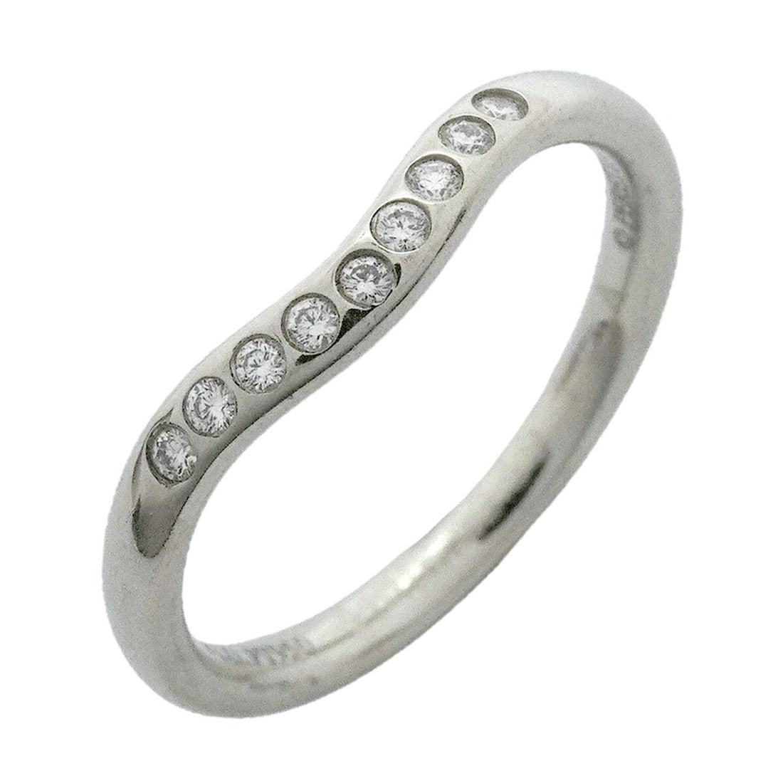 Tiffany & Co. Curved Band Ring, Platinum 950, Diamond, Size 8, Women's: --- Catalog ---Category: SizeJP Size: 8US Size: 4.5Category: DesignType: Band ringStone: DiamondGender: WomenMaterial: Platinum 950Category: GeneralBrand: Tiffany--- Item List ---Section: ConditionRan