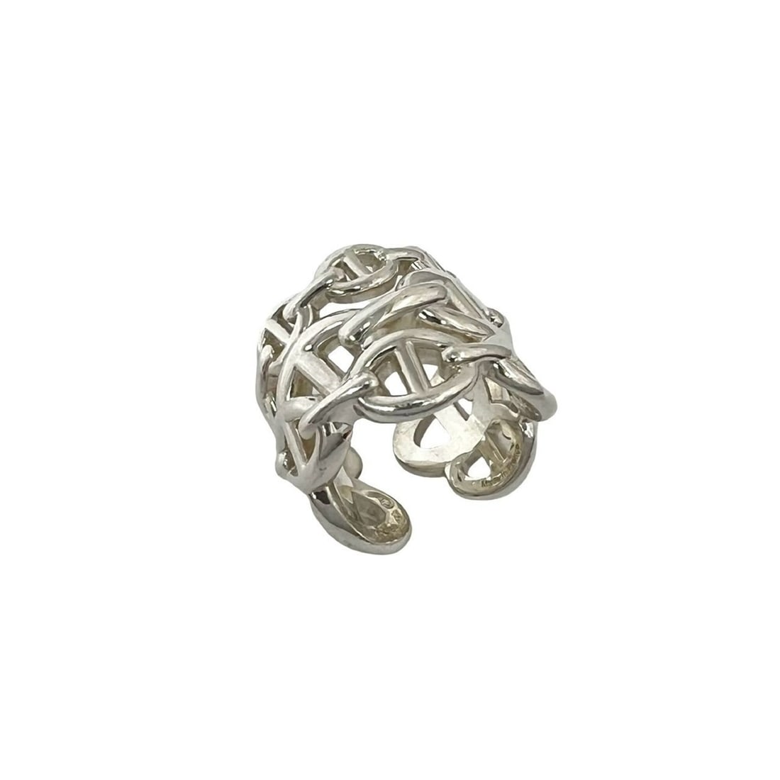 HERMES Chaine d'Ancre Enchainée GM Ring, Sterling Silver 925, Size #50, 800-1: --- Catalog ---Category: SizeJP Size: 10US Size: 5.5Category: DesignType: Band ringColor: SilverGender: WomenMaterial: Silver 925Category: GeneralBrand: Hermes--- Item List ---Section: ConditionRankin