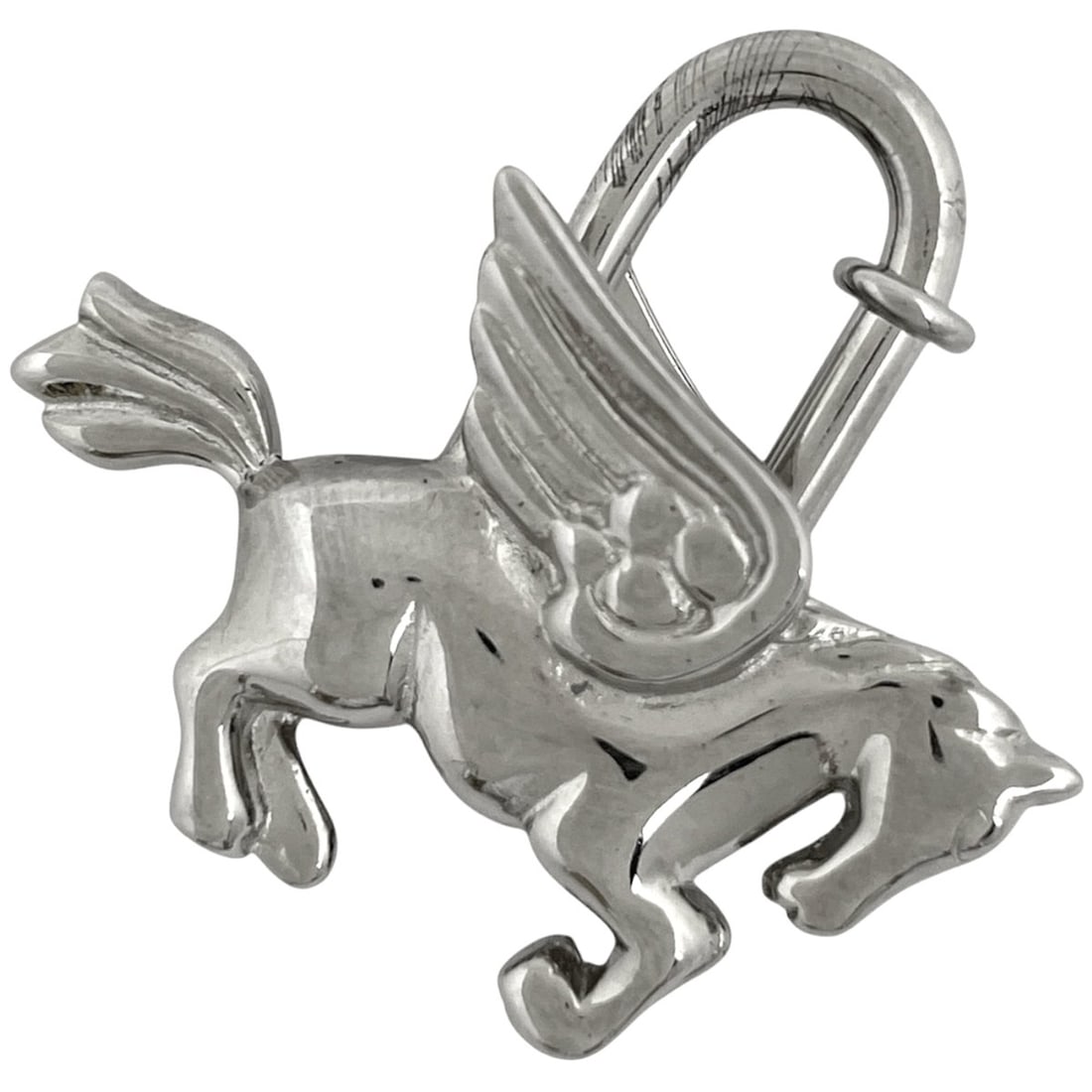 Hermes HERMES Bag Charm Pegasus Cadena Pendant Top Metal Silver Women's