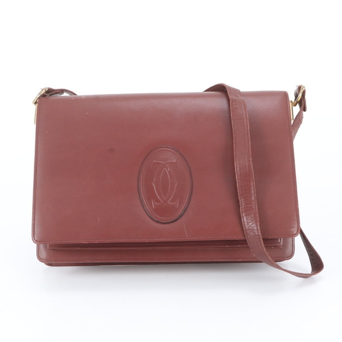 Cartier Must de Leather Shoulder Bag Tote Handbag for Women: --- Catalog ---Category: SizeSize (HxWxD): 20cm x 28cm x 5cm / 7.87'' x 11.02'' x 1.96''Category: DesignType: Handbag, Shoulder bag, Tote bagColor: Wine redGender: WomenMaterial: Leather Category: Gen