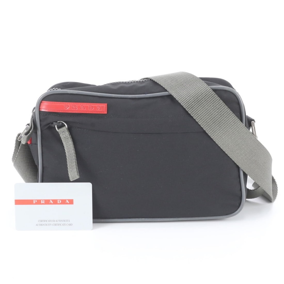 Pradasports Prada Sport Shoulder Bag Messenger for Men, Red Line, 4V0454, with Guarantee Card: --- Catalog ---Category: SizeSize (HxWxD): 15cm x 23cm x 6cm / 5.9'' x 9.05'' x 2.36''Category: DesignType: Messenger bag, Shoulder bagColor: Black, GrayGender: MenCategory: GeneralMPN: 4V0454Brand: P