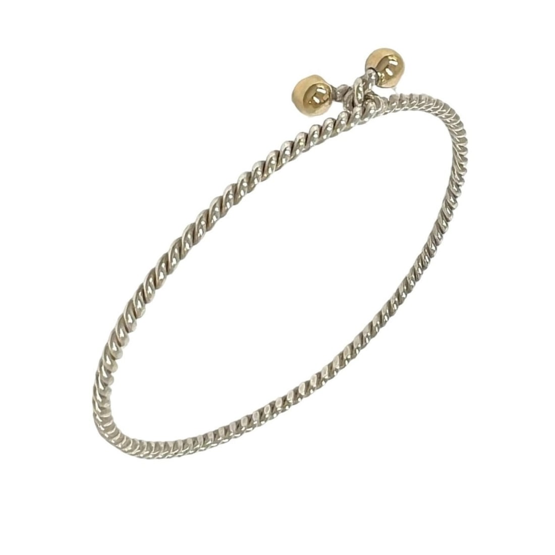TIFFANY&Co. Tiffany Vintage Double Eye Twist Bangle, Sterling Silver 925, 18K Yellow Gold 750 (YG): --- Catalog ---Category: SizeLength: 17.5cm / 6.88''Category: DesignType: BangleColor: Gold, SilverGender: WomenMaterial: Silver 925, Yellow gold (18K)Category: GeneralBrand: Tiffany--- Item List ---S
