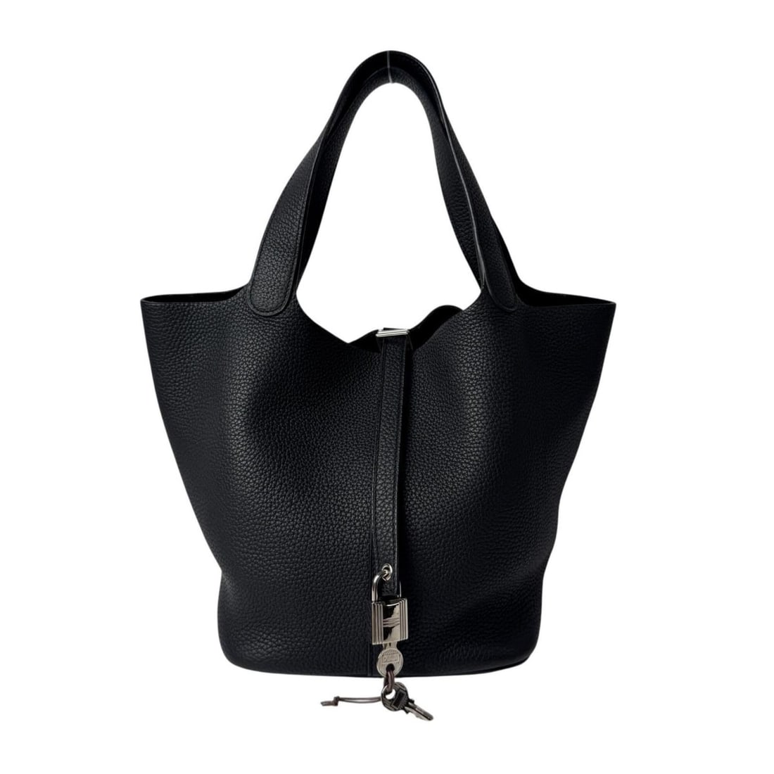 Hermes Picotin Lock MM Noir Black Taurillon Clemence Handbag A Stamp Women's