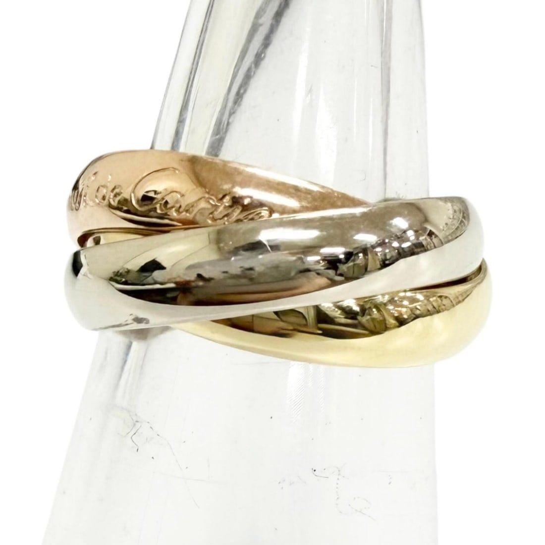Cartier Trinity Classic 750 (YG PG WG) Ring, White Gold, Pink Yellow Size 47, Weight 6.4g, Women's.