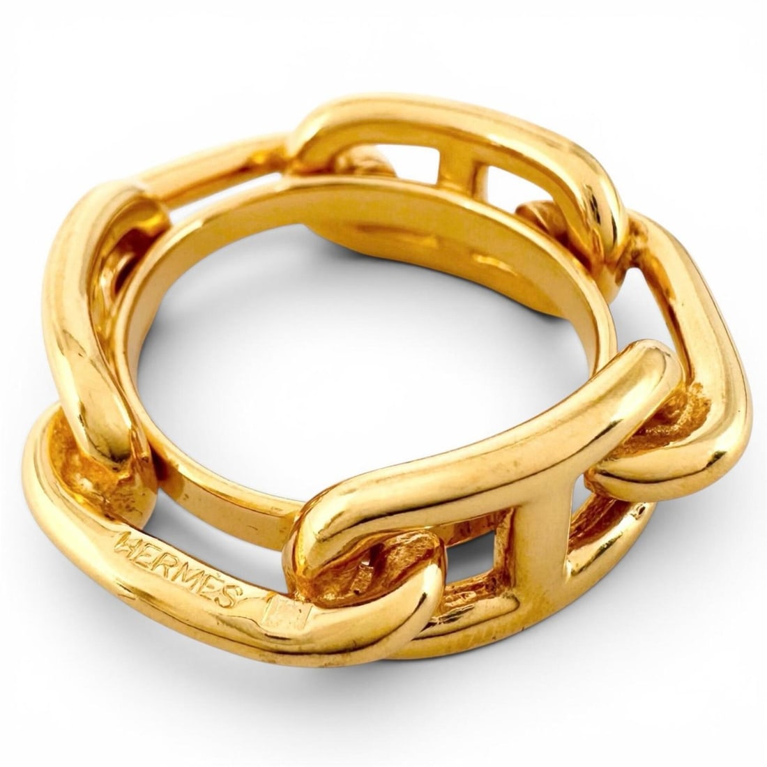 HERMES Hermes Lugate Chain Motif Chaine d'Ancre Scarf Clip Ring Gold Women's: --- Catalog ---Category: DesignType: Scarf ringColor: GoldGender: WomenCategory: GeneralBrand: Hermes--- Item List ---Section: ConditionRanking: Rank A Used - A few traces of usage, some scratches / d