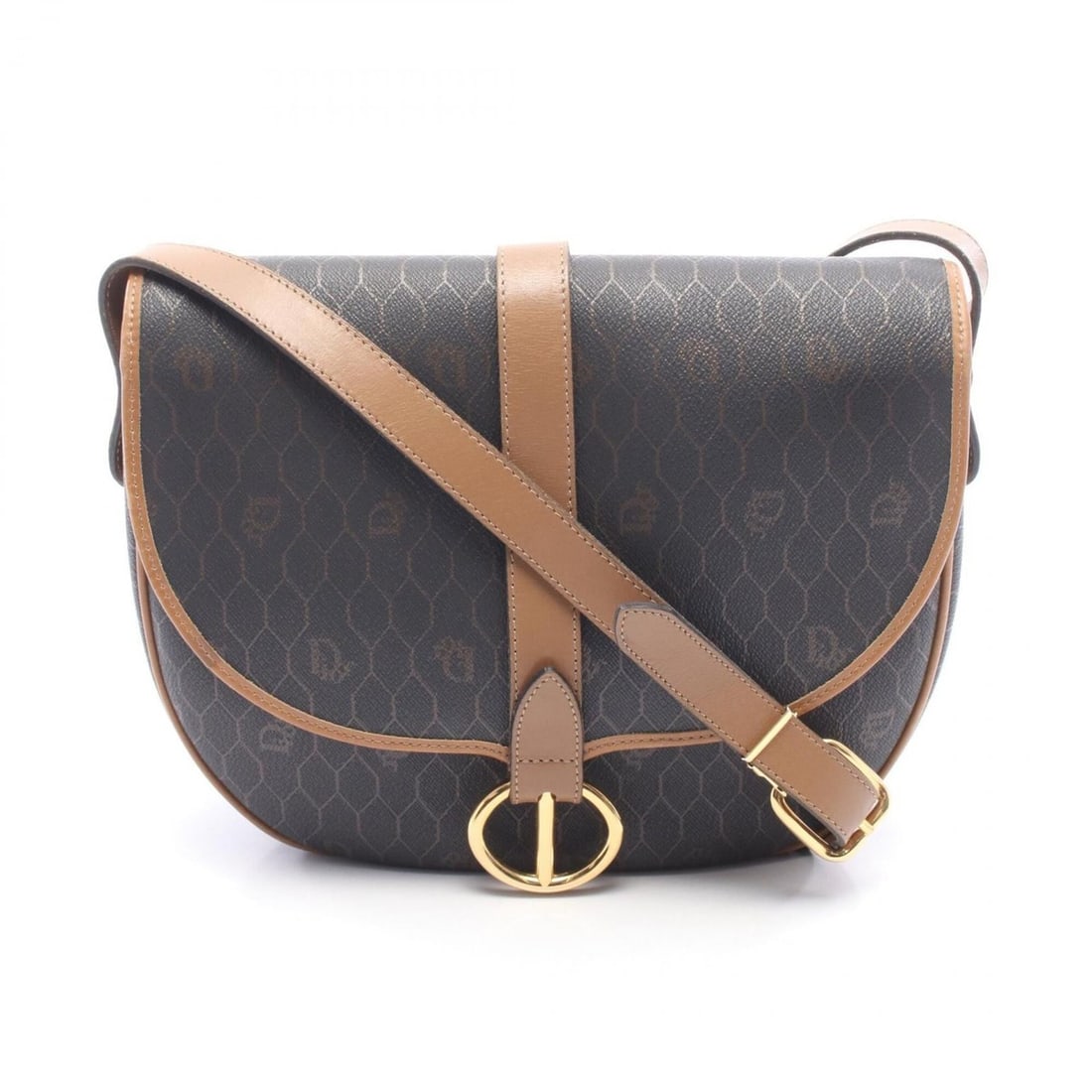 Christian Dior Dior Honeycomb Shoulder Bag/Handbag, Coated Canvas Leather, Women's, Black/Brown: --- Catalog ---Category: SizeSize (HxWxD): 22cm x 26cm x 6.5cm / 8.66'' x 10.23'' x 2.55''Category: DesignType: Handbag, Shoulder bagColor: Black, BrownGender: WomenMaterial: Coated canvas , Leather C