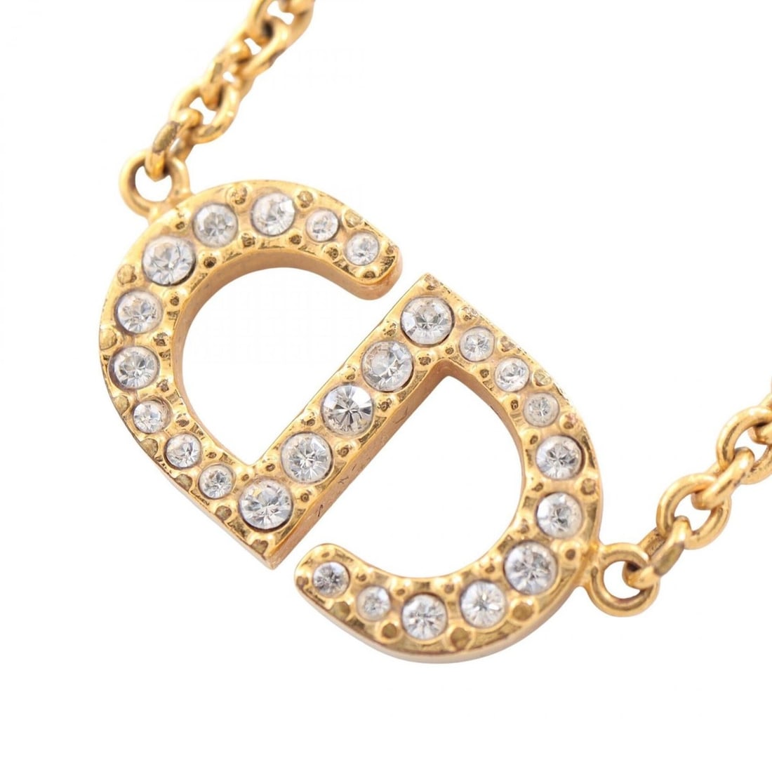 Christian Dior Dior Petit CD Necklace Jewelry GP (Gold Plated) Rhinestone Women's Gold Tone Clear: --- Catalog ---Category: SizePendant Size: 10mm x 17mm / 0.39'' x 0.66''Neck Circumference: 42.5 cm - 47 cm / 16.73'' - 18.5''Category: DesignColor: Clear, GoldGender: WomenMaterial: Gold plating, Rhi