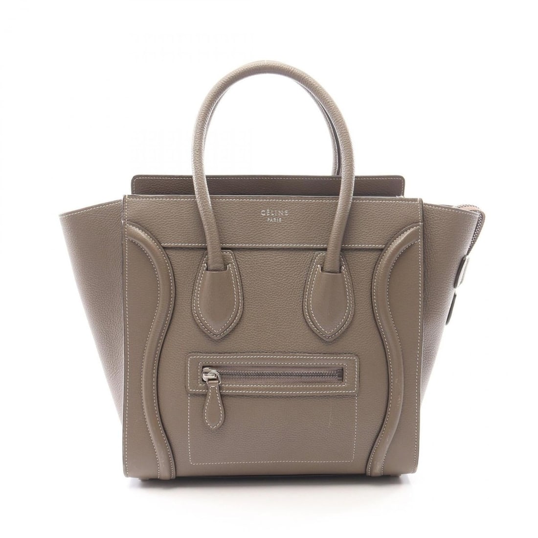 Celine Luggage Micro Shopper Tote Bag Handbag Leather Women's Beige