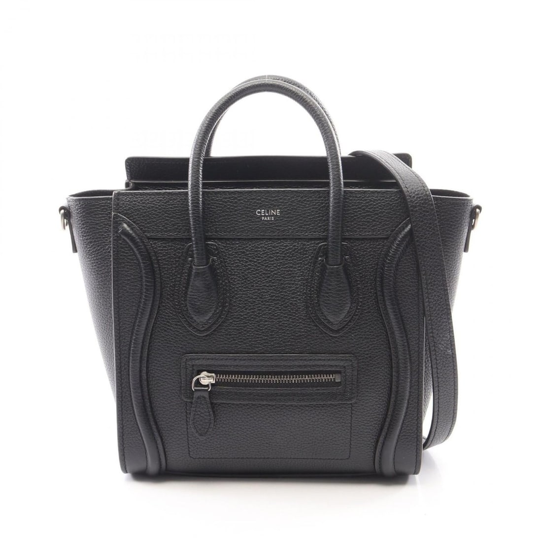 Celine Luggage Nano Shopper 2-Way Handbag, Leather, Women's, Black (189243DRU) (1 of 20)