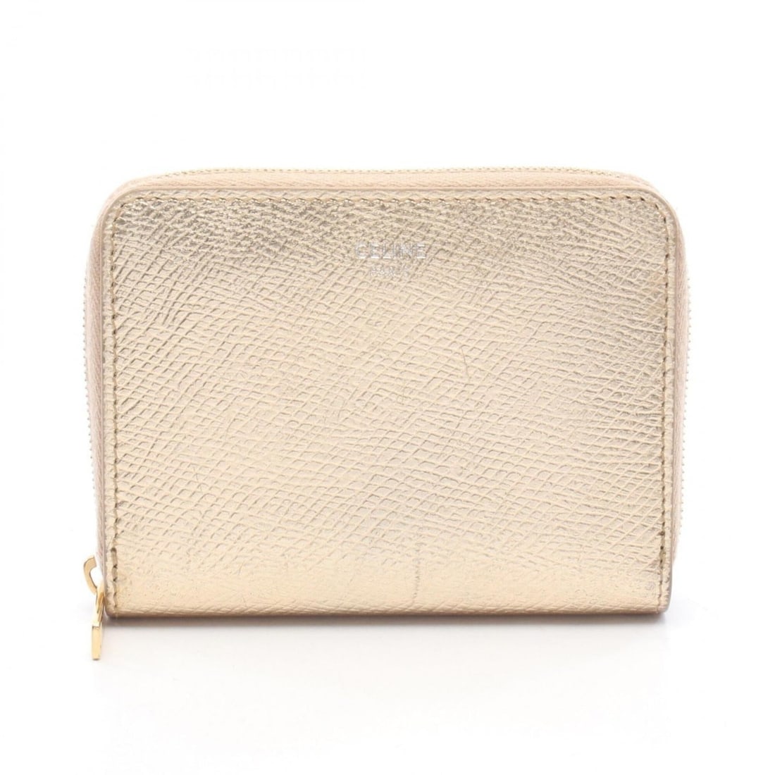 Celine CELINE Round Wallet Leather Women's Gold Tone